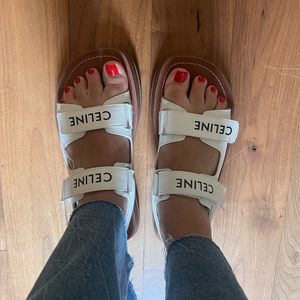 Celine logo print leather sandals